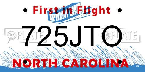 725JTO North Carolina License Plate