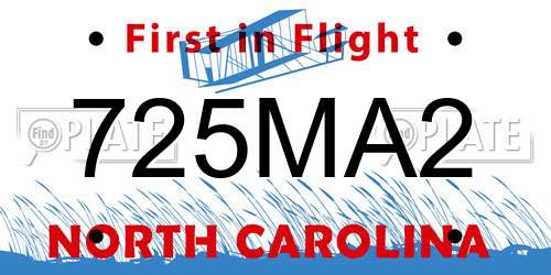 725MA2 North Carolina License Plate
