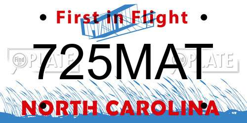 725MAT North Carolina License Plate