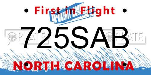 725SAB North Carolina License Plate