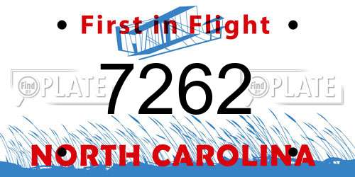7262 North Carolina License Plate