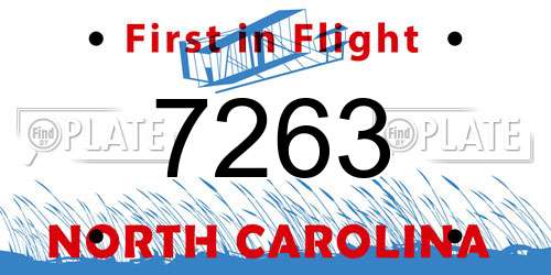 7263 North Carolina License Plate