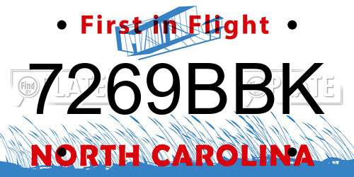 7269BBK North Carolina License Plate