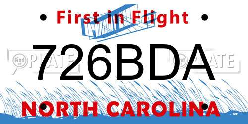 726BDA North Carolina License Plate