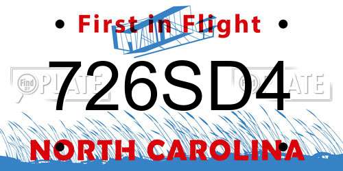 726SD4 North Carolina License Plate