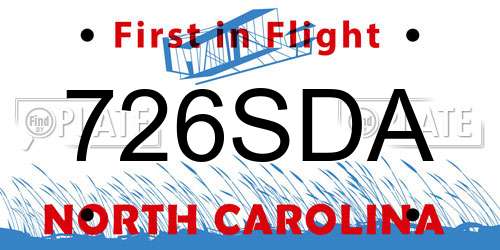 726SDA North Carolina License Plate