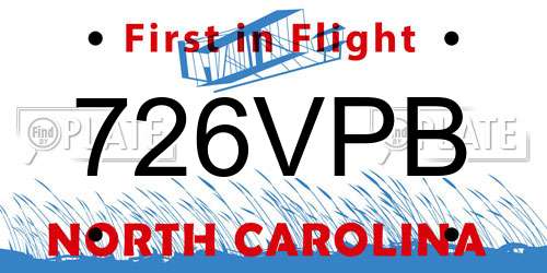 726VPB North Carolina License Plate