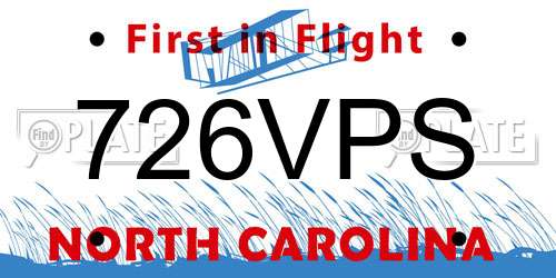 726VPS North Carolina License Plate