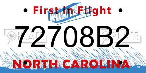 72708B2 North Carolina License Plate