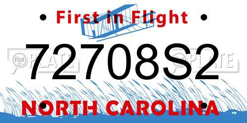 72708S2 North Carolina License Plate