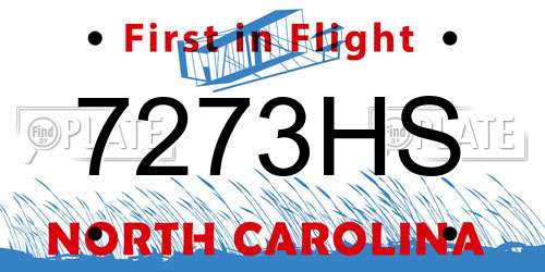 7273HS North Carolina License Plate