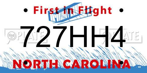727HH4 North Carolina License Plate