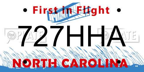 727HHA North Carolina License Plate