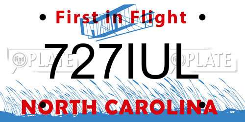 727IUL North Carolina License Plate