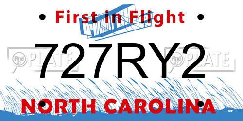 727RY2 North Carolina License Plate