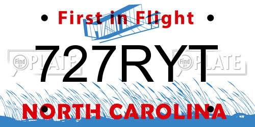 727RYT North Carolina License Plate