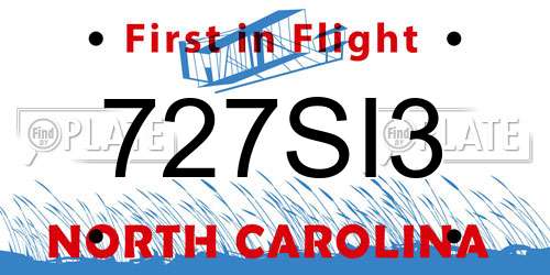 727SI3 North Carolina License Plate