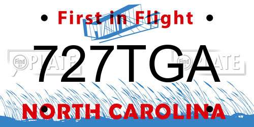 727TGA North Carolina License Plate