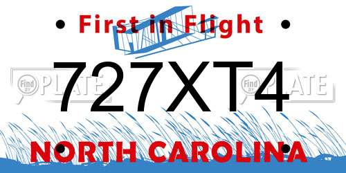 727XT4 North Carolina License Plate