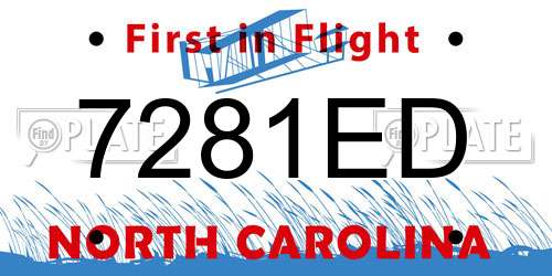 7281ED North Carolina License Plate