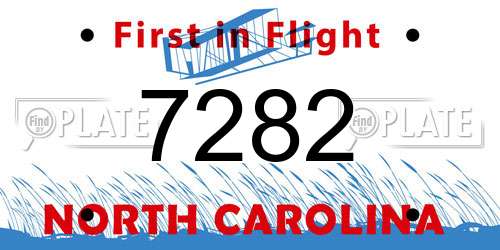 7282 North Carolina License Plate