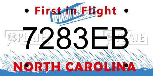 7283EB North Carolina License Plate