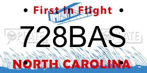 728BAS North Carolina License Plate