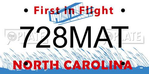 728MAT North Carolina License Plate