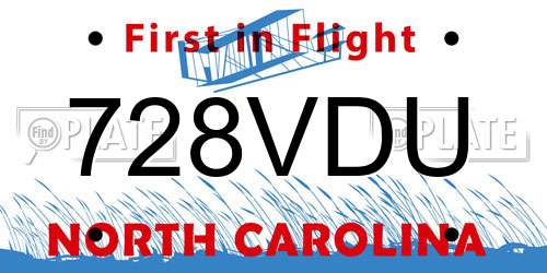 728VDU North Carolina License Plate