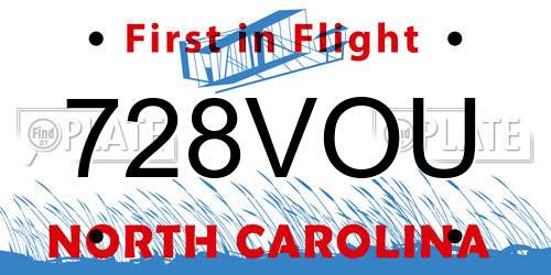 728VOU North Carolina License Plate