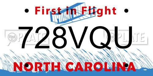 728VQU North Carolina License Plate