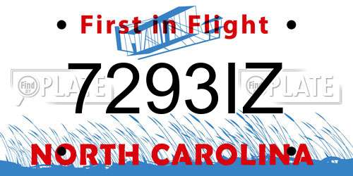 7293IZ North Carolina License Plate