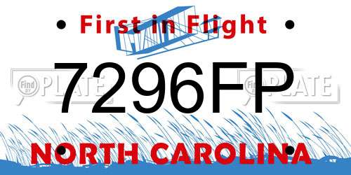 7296FP North Carolina License Plate