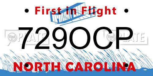729OCP North Carolina License Plate