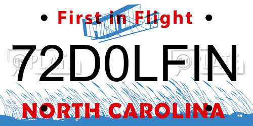 72D0LFIN North Carolina License Plate
