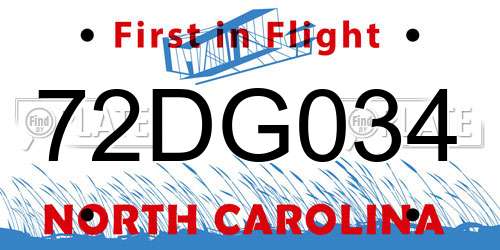 72DG034 North Carolina License Plate