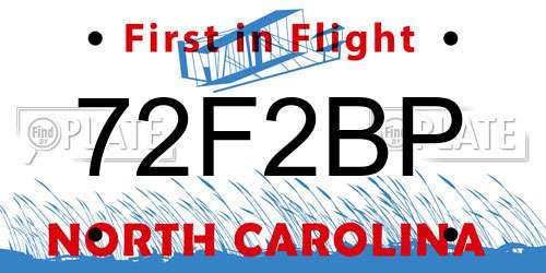 72F2BP North Carolina License Plate