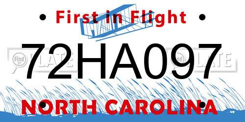 72HA097 North Carolina License Plate