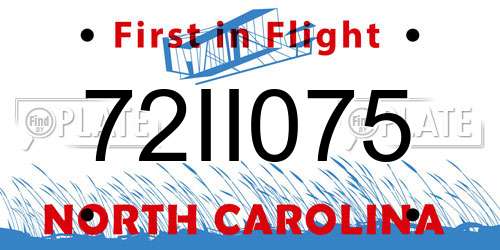72II075 North Carolina License Plate
