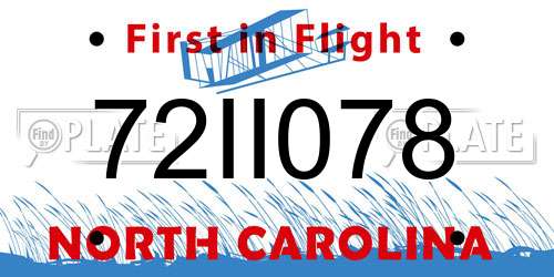 72II078 North Carolina License Plate