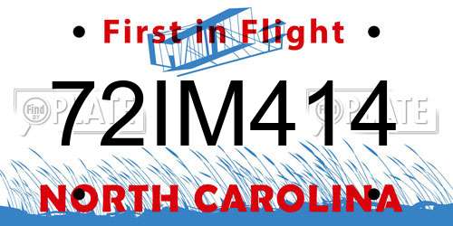 72IM414 North Carolina License Plate