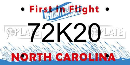 72K20 North Carolina License Plate