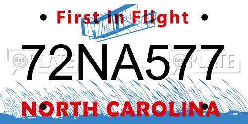 72NA577 North Carolina License Plate