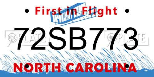 72SB773 North Carolina License Plate