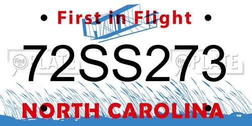 72SS273 North Carolina License Plate