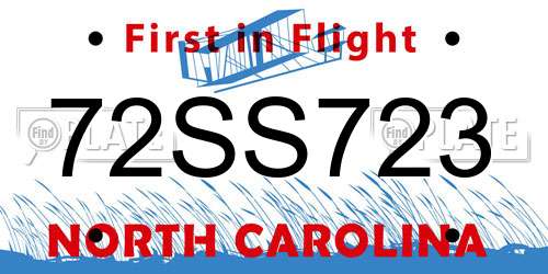 72SS723 North Carolina License Plate