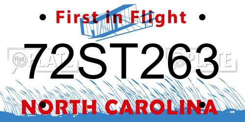 72ST263 North Carolina License Plate