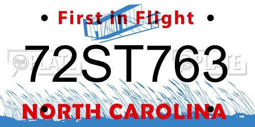 72ST763 North Carolina License Plate