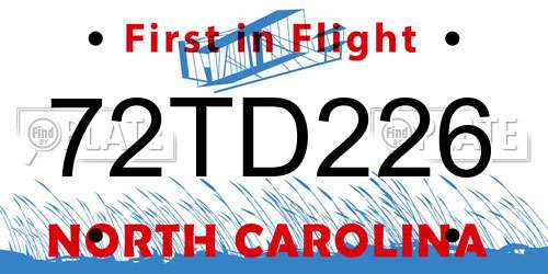 72TD226 North Carolina License Plate