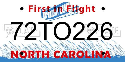 72TO226 North Carolina License Plate
